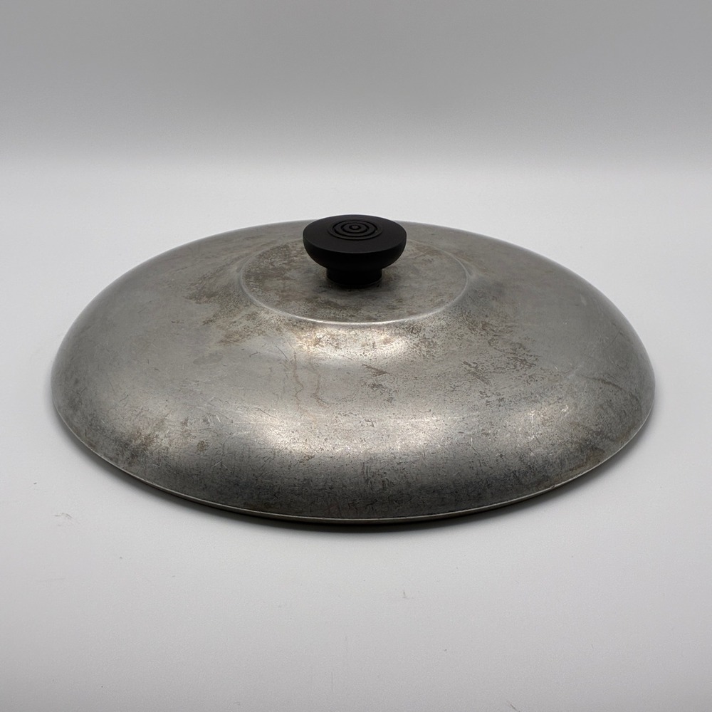 Vintage Wagner Ware Aluminum Replacement Pot Pan Lid Silver 11 Inch Black Knob